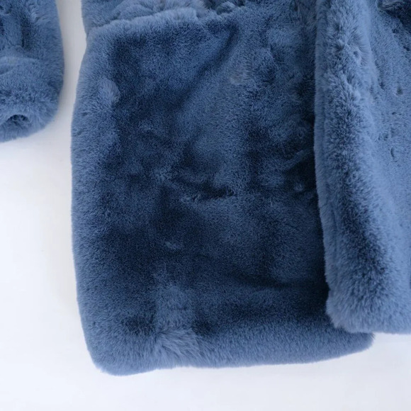 APPARIS  Stella Blue-Grey Faux Fur Lapel Teddy Winter Coat Cozy Thick Jacket S - Picture 8 of 15